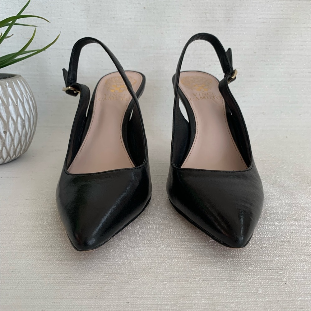Vince Camuto Stefania Black Leather Pumps Woman’s 5.5M - Picture 4 of 10